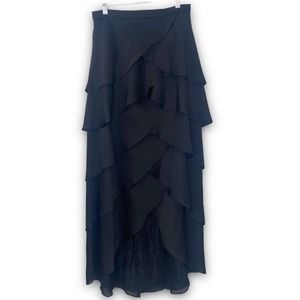 Xscape by Joanna Chen Black Tiered Maxi Skirt